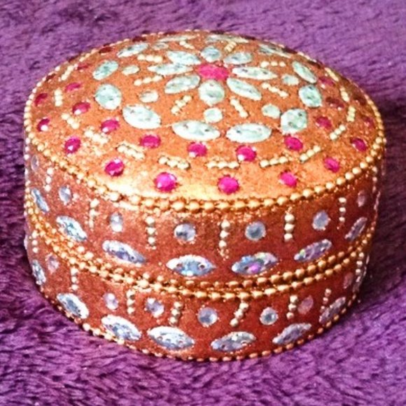 India Jeweled  jewelry box - Picture 1 of 6